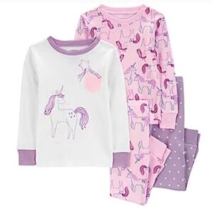 Carter's Unicorn Pajama Set - White, Pink, and Purple